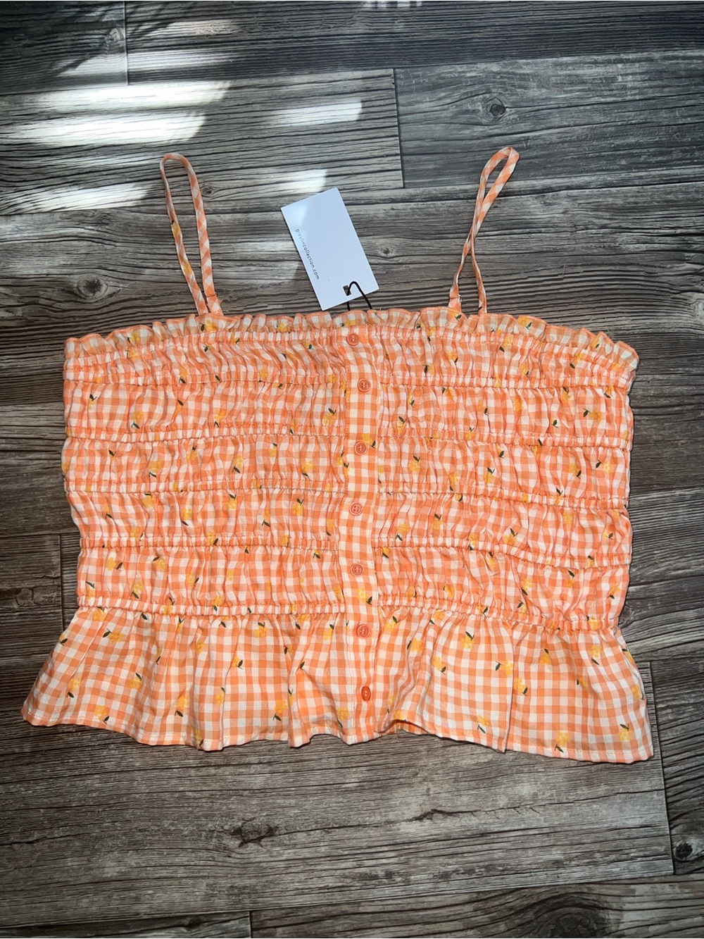 New GREYLIN Smocked Gingham Cami Top